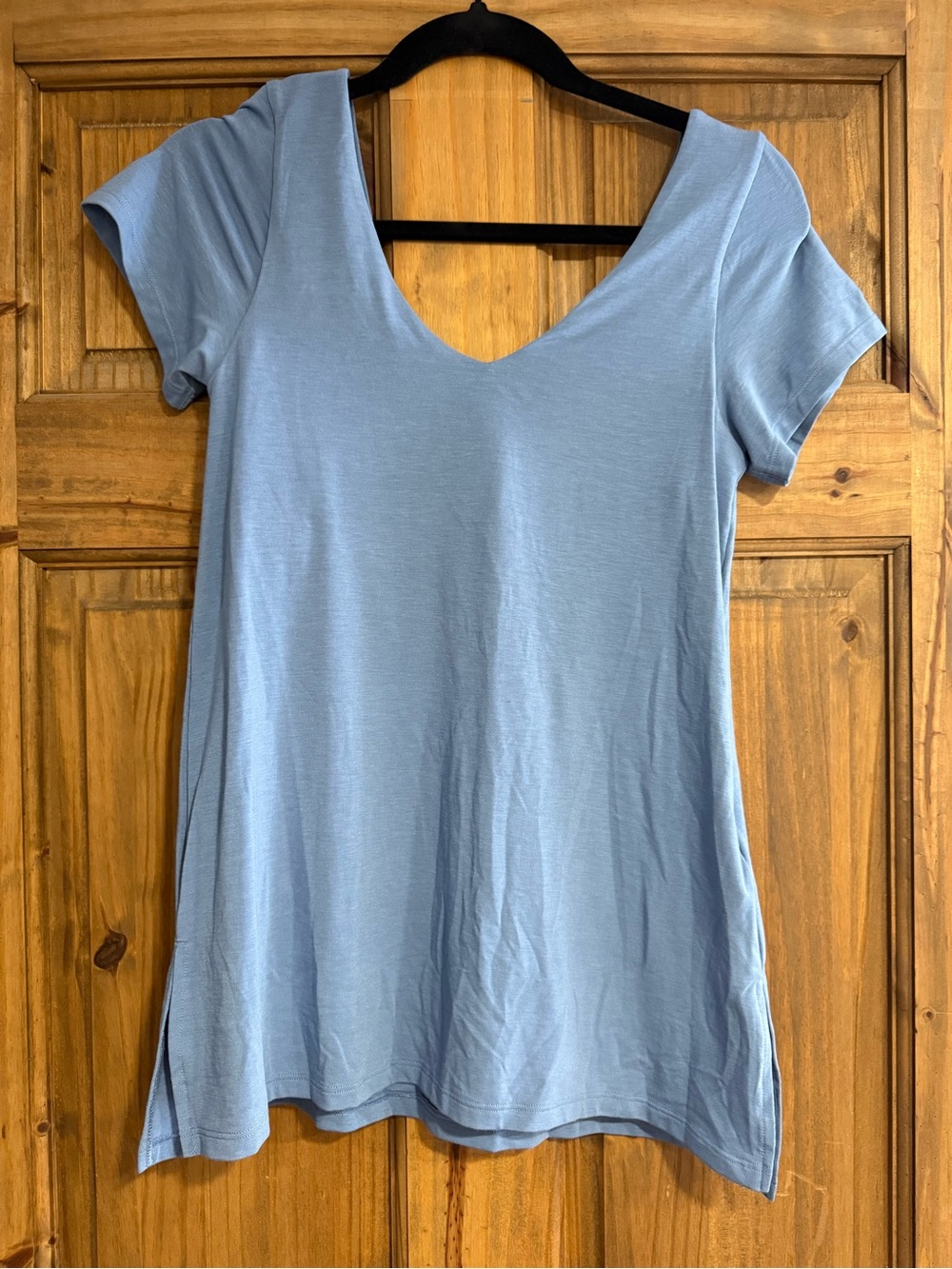 Athleta Soft V-Neck Short Sleeve Top in Light Blue
